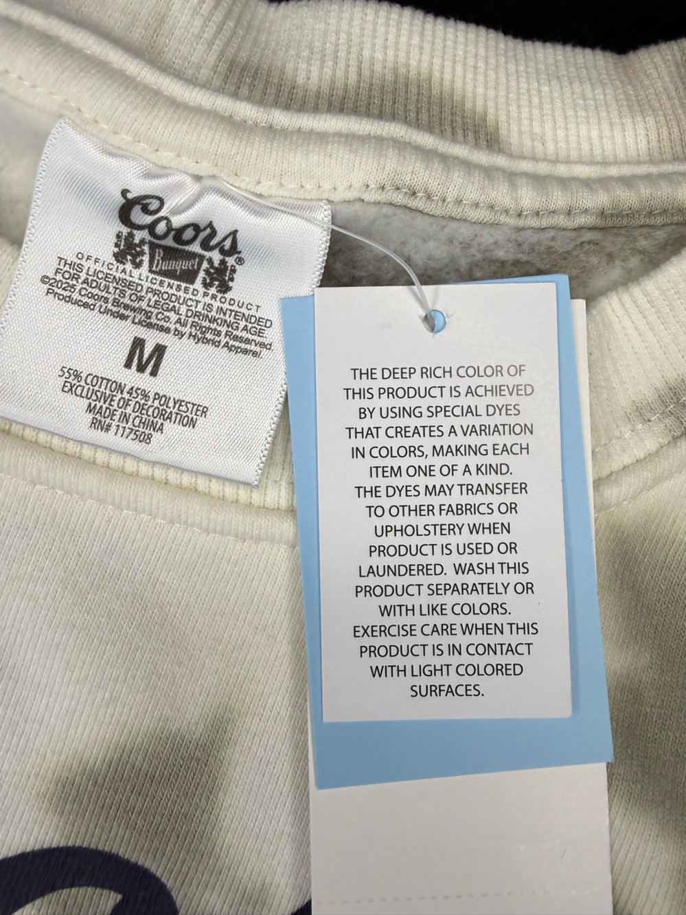 Coors Banquet Rodeo Tie-Dye Sweatshirt in Beige and Cream- Size Medium NWT! - Picture 7 of 7
